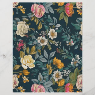 Lámina Papel de patrón floral retro