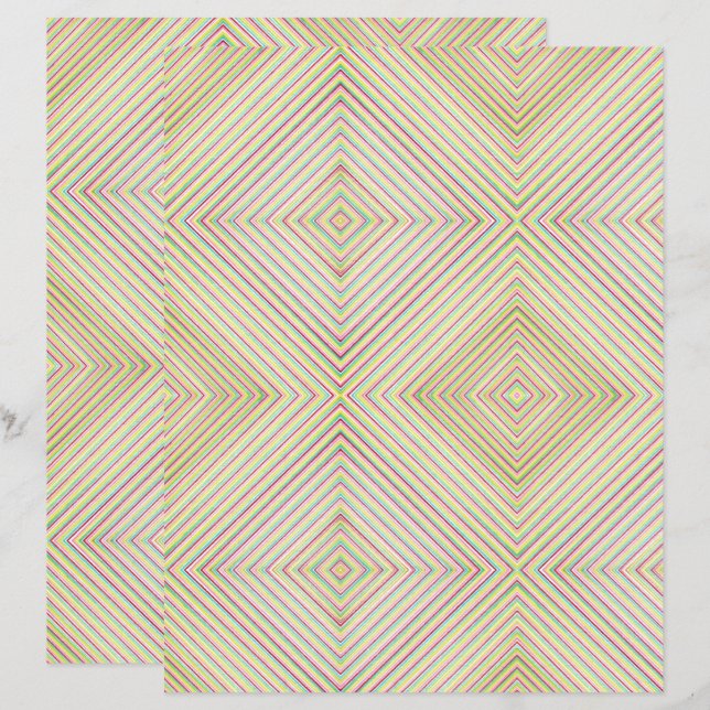 Lámina Papel de patrón geométrico de diamantes de cuadrad (Anverso / Reverso)