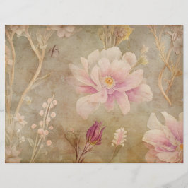 Lámina Papel de pergamino y cartón floral rosa