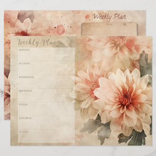 Lámina Papel de planner de vintage Floral Weekly