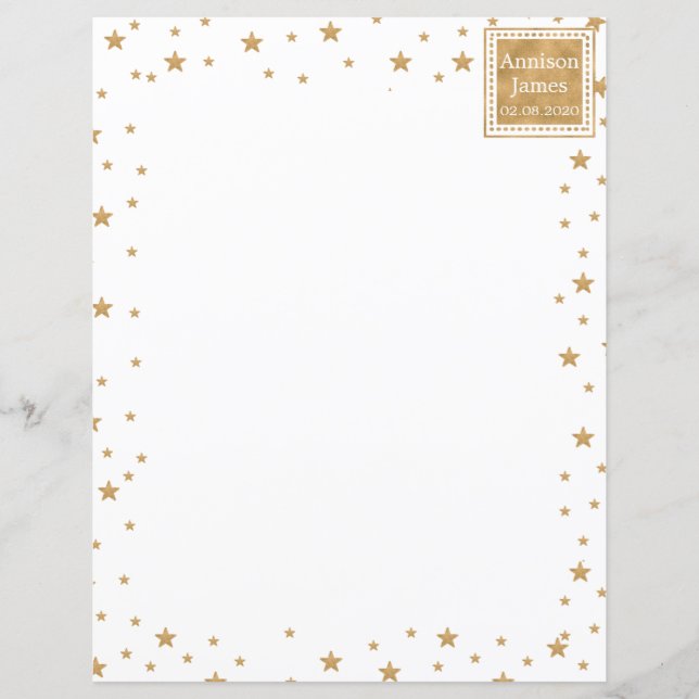 Lámina Papel de Purpurina de estrella de oro personalizad (Anverso)