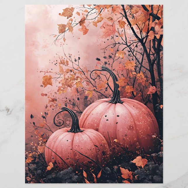 Lámina Papel de rayado de patrón de calabazas negras y ro (Anverso)