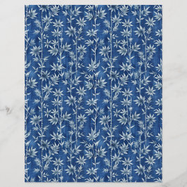 Lámina Papel de rayado de patrón floral shibori azul índi