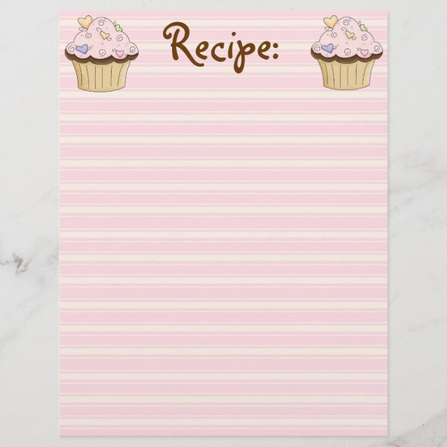 Lámina Papel de receta de CupCake (Anverso)