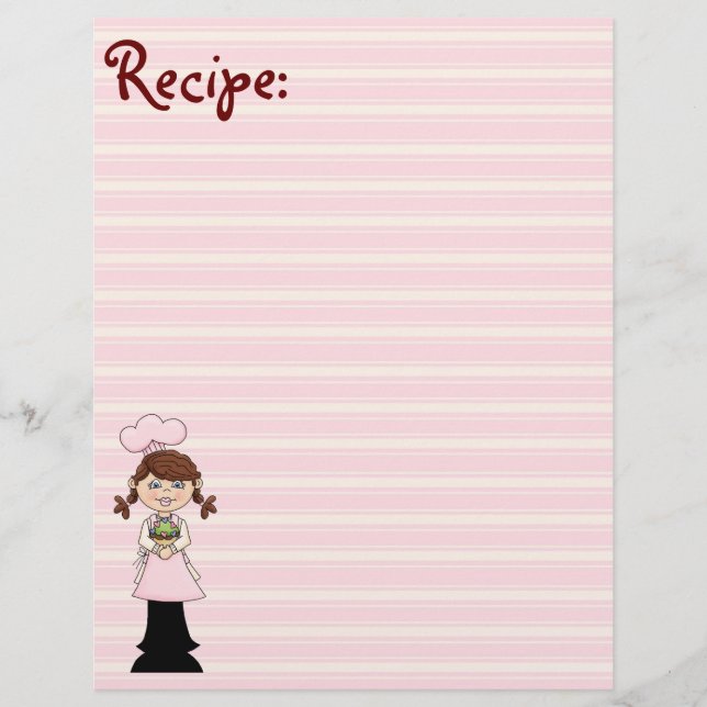 Lámina Papel de receta para cocinar rosa joven (Anverso)