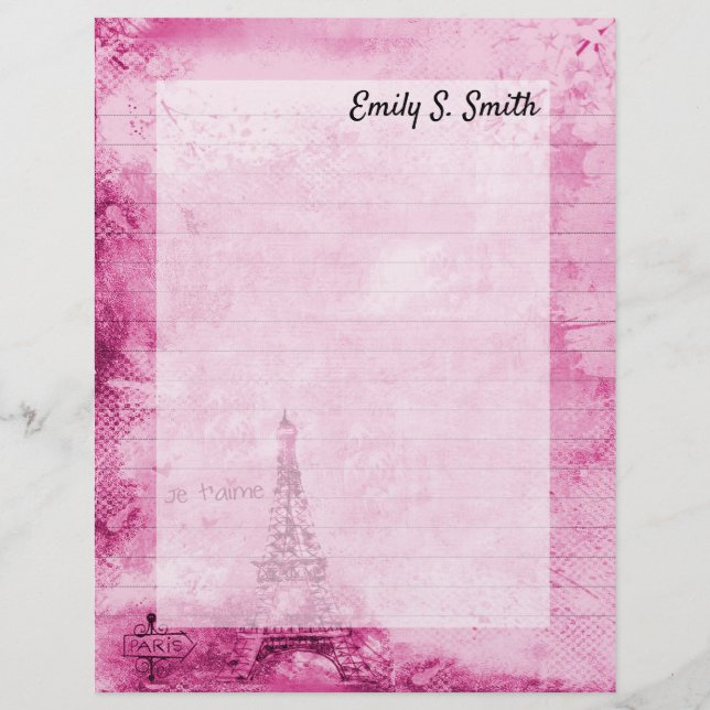 Lámina Papel de San Valentín personalizado de París vinta (Anverso)