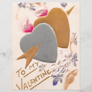 Lámina Papel de San Valentín Scrapbook Plata & Gold Heart