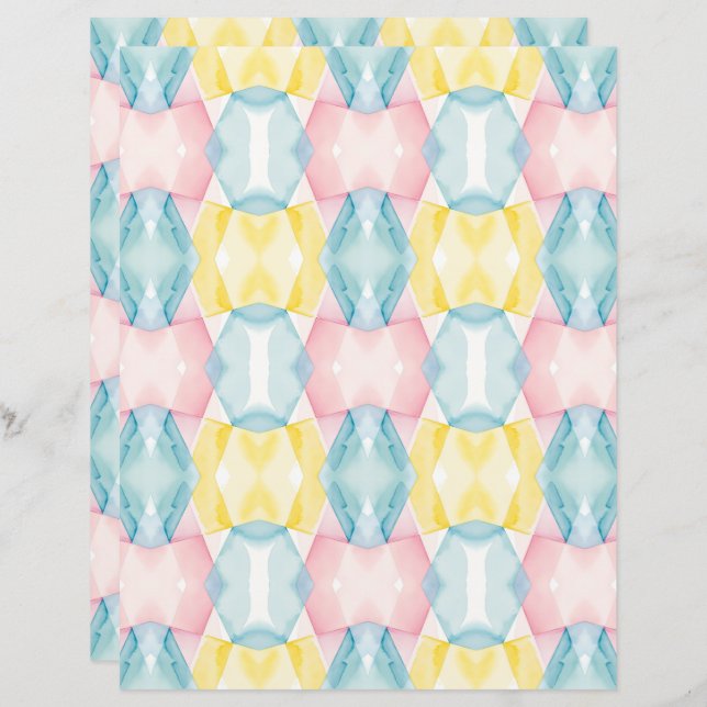 Lámina Papel de Scrapbook Acuarela Abstracto 28 (Anverso / Reverso)