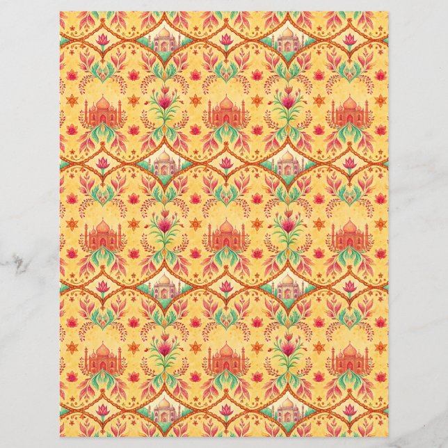 Lámina Papel de scrapbook amarillo en el templo de la Ind (Anverso)