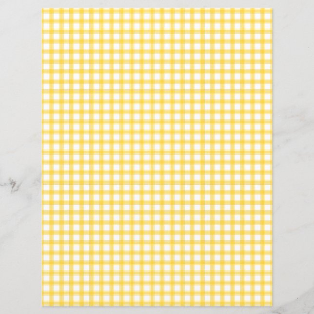 Lámina Papel de Scrapbook Amarillo Gingham Antiguo Bonito (Anverso)