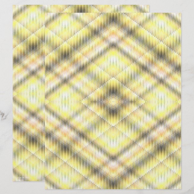 Lámina Papel de Scrapbook Argyle Amarillo de 2 Caras (Anverso / Reverso)