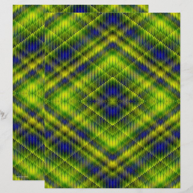 Lámina Papel de Scrapbook Argyle Verde de 2 Caras (Anverso / Reverso)