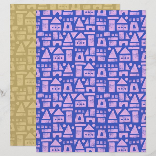Lámina Papel de Scrapbook Azul Castillo de Arena (Anverso / Reverso)