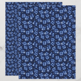 Lámina Papel de Scrapbook Azul Constelación Matemática Pr