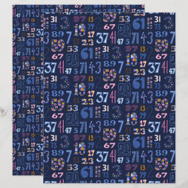 Lámina Papel de Scrapbook Azul Oscuro con Números Primos