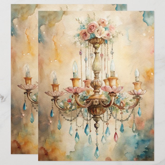 Lámina Papel de Scrapbook Azul Shabby Chic (Anverso / Reverso)
