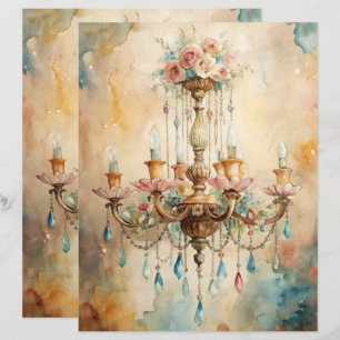 Lámina Papel de Scrapbook Azul Shabby Chic