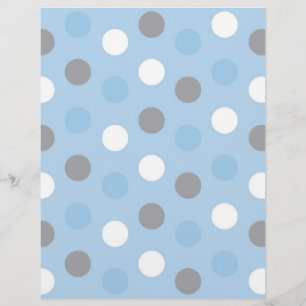 Lámina Papel de Scrapbook Bebé Gris Azul con Lunares