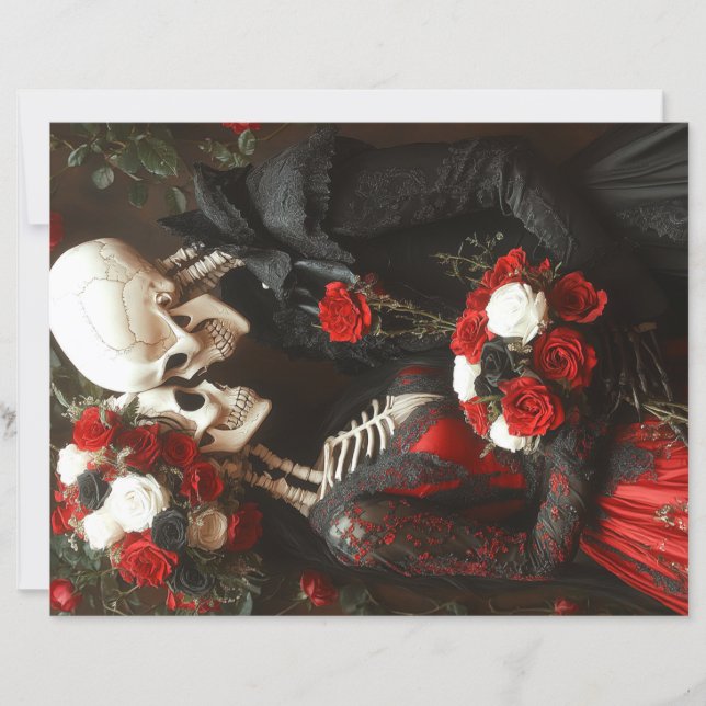 Lámina Papel de Scrapbook Boda caprichoso negro y rojo (Anverso)