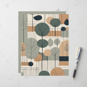 Lámina Papel de Scrapbook Boho Moderno con Árboles