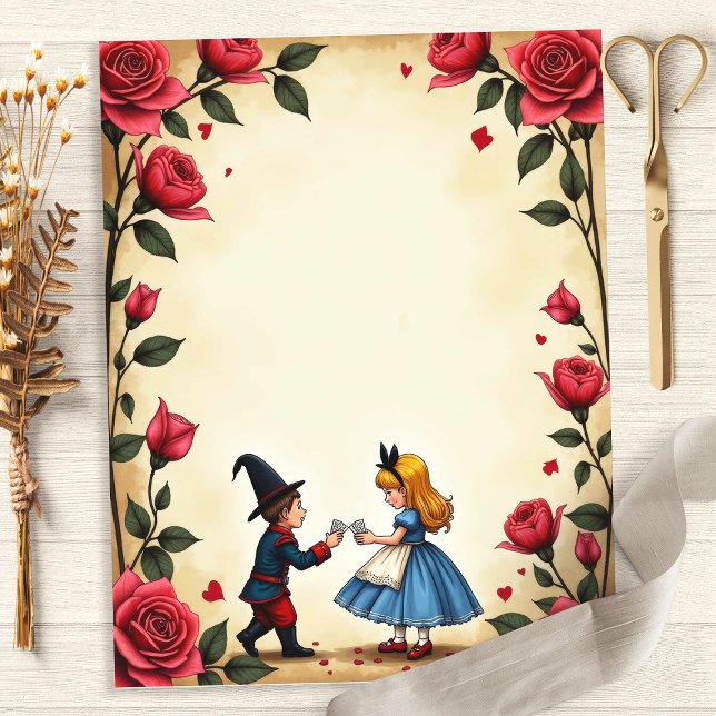 Lámina Papel de Scrapbook Borde de Rosas y Alice (Subido por el creador)