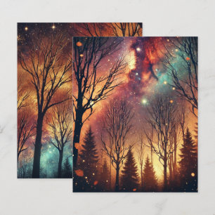 Lámina Papel de Scrapbook Bosque Crepuscular de la Galaxi