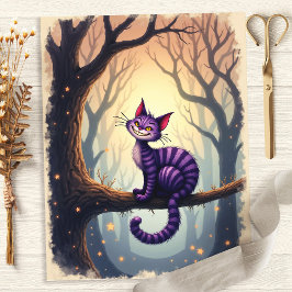 Lámina Papel de Scrapbook Bosque del Gato de Cheshire de