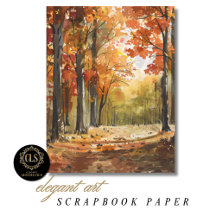 Papel de Scrapbook Bosque Otoñal Acuarela