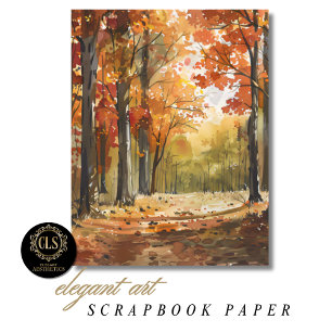 Lámina Papel de Scrapbook Bosque Otoñal Acuarela