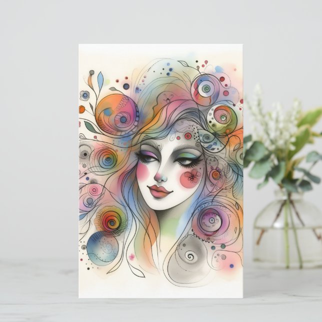 Lámina Papel de Scrapbook Caprichoso Pastel Moderno  (Anverso de pie)