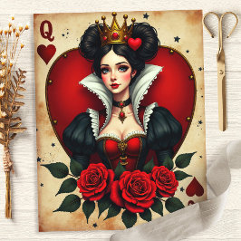 Lámina Papel de Scrapbook Carta de Juego Reina de Corazon