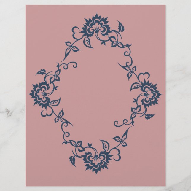 Lámina Papel de Scrapbook con Diseño de Flor Estampada Az (Anverso)