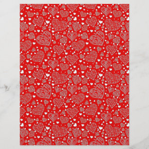 Lámina Papel de scrapbook con estampado de corazones eleg