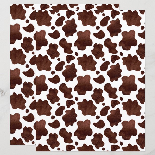 Lámina Papel de Scrapbook con Estampado de Vaca Marrón (Anverso / Reverso)