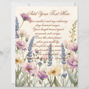 Lámina Papel de Scrapbook con Flor Silvestre y Texto Pers