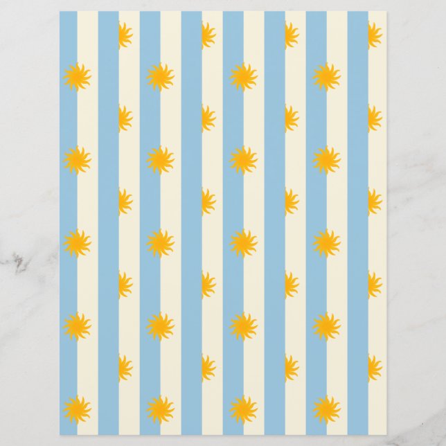 Lámina Papel de Scrapbook con Franja Azul y Explosión de  (Anverso)
