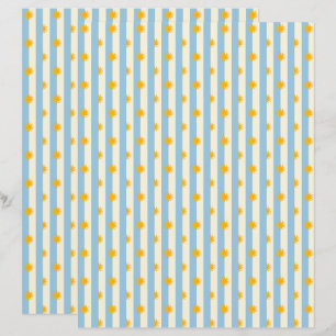 Lámina Papel de Scrapbook con Franja de Crema Azul y Expl