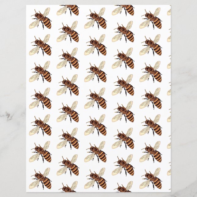 Lámina Papel de scrapbook con patrón de abejas (Anverso)