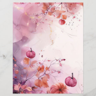 Lámina papel de scrapbook con patrón de calabaza otoñal e