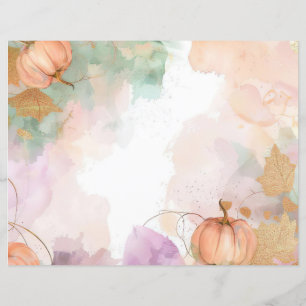 Lámina papel de scrapbook con patrón de calabaza otoñal e