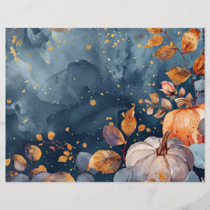 Lámina papel de scrapbook con patrón de calabaza otoñal e