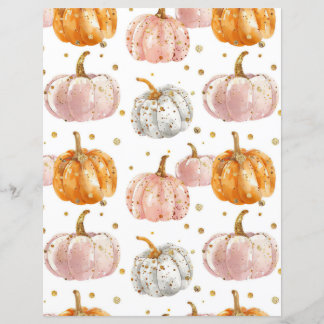 Lámina papel de scrapbook con patrón de calabaza otoñal e