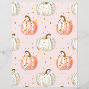 Lámina papel de scrapbook con patrón de calabaza otoñal e
