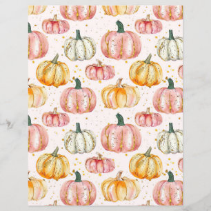 Lámina papel de scrapbook con patrón de calabaza otoñal e