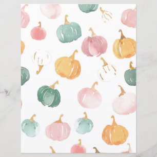 Lámina papel de scrapbook con patrón de calabaza otoñal e