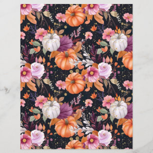 Lámina papel de scrapbook con patrón de calabazas otoñale