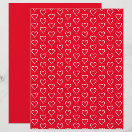 Lámina Papel de Scrapbook con Patrón de Corazones Blancos