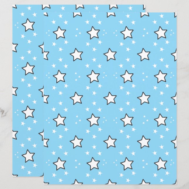 Lámina Papel de Scrapbook con Patrón de Estrellas Adorabl (Anverso / Reverso)