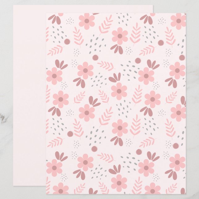 Lámina Papel de Scrapbook con Patrón de Flor Adorable (Anverso / Reverso)