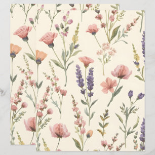 Lámina Papel de Scrapbook con Patrón de Flor Silvestre El